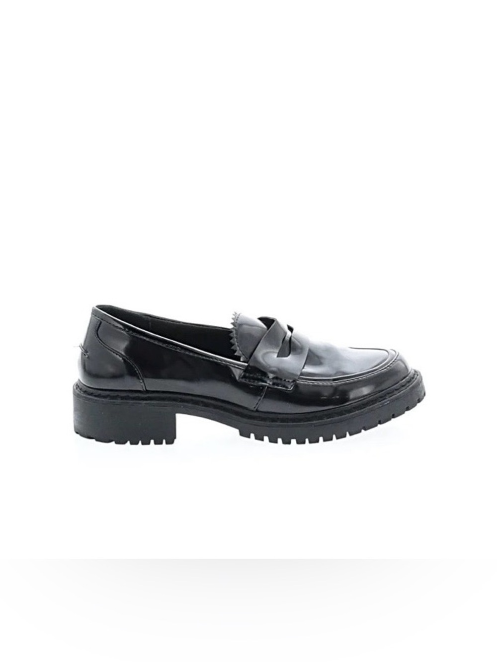 Shoe Dazzle Black Patent Lug Sole Penny Loafer